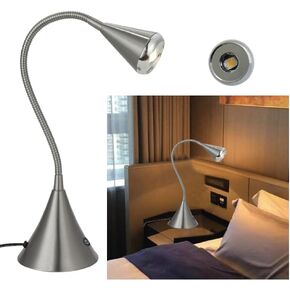 HomeFocus -LED Desk Lamp,Reading Lamp,Touch Dimmable 3 Models,Eye-Caring for Reading Lamp,Night Light,LED 5W 3000K Warm White Light Included Bedside Desk Lamp for Home,Office,Metal,Satin Nickel.