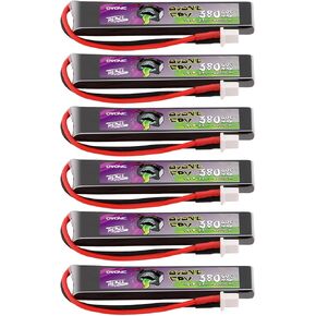 OVONIC 1S 380mAh Lipo Battery 3.8V 60C High Voltage Battery with BT2.0 Plug for RC Car Truck RC Vehicles Boat Drone RC Airplane Quadcopter Helicopter FPV Racing Hobby Models [Including 6 Batteries]