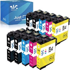 Weemay 220XL Ink Cartridge Combo Pack(10 Pack) Remanufactured Replacement for Epson 220XL 220 Ink Cartridges T220XL Use with Epson Workforce WF-2630 WF-2760 WF-2750 XP-320 XP-420 Printer(4BK/2C/2M/2Y)