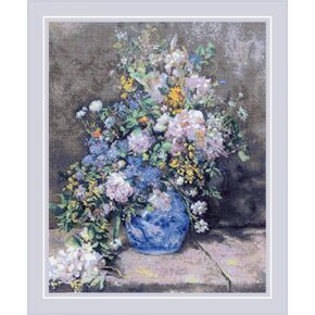 RIOLIS - Spring Bouquet According to P.A.Renoir 2137, Cross Stitch Kits 15¾" x 19¾", Cross Stitch Kits for Adults, Floral Counted Cross Stitch Kits, Embroidery Kit for Beginners & Advanced