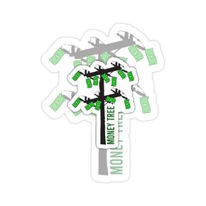 (3pcs) Money Tree Pole Stickers, Vinyl Decal Lineman Stickers For Water Bottles Phone Laptops, Water Assistant Lineman Stickers, Best Gifts Idea For Men Women Boys Blue Collars Lineman (Size 3")