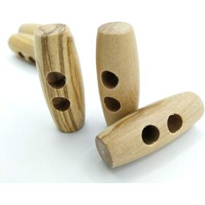Natural Wood Toogle Button - 4 Sizes / 2 Models - Olive Wood - Sewing Accessory - Manufactured and Sent from Spain (Tooth Toggle 20 mm)