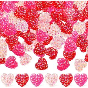 Zeyune 300 PCS HEART BUTTONS VALTENENT RED PINK MINI MINI شكل قلب أزرار الراتنج للحرف 12 مم × 12 مم 3 ألوان لطيف الحب عيد الحب DIY (الماس)