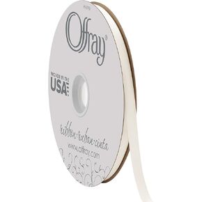 Offray 3/8" Wide Double Face Satin Ribbon, 100 Yards, Antique White