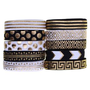 20 Yards Fold Over Elastic Ribbon Elastics 5/8" 15mm Stretch Hair Ties Headbands for Baby Girls Hair Bow, 10 Prints, 2 Yards Each One (Aztec Patterns)