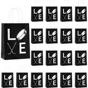 Colarr 18 Pcs Hockey Paper Gift Bags Hockey Themed Birthday Party Goody Bags Sport Party Favors with Handle for Adults Candy Birthday Wedding Supply