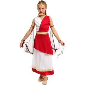 Dressy Daisy Roman Greek Goddess Halloween Costume Dress Toga Goddess Outfit Set with Headband for Toddler Little Girls