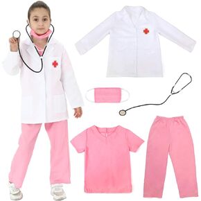 Kids Doctor Costume, Veterinarian Costume for Kids, Halloween Doctor Cosplay Costume for Kids 3-8 Years