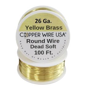 26 Ga. Yellow Brass Round Wire (Dead Soft) 100 Ft Spool,