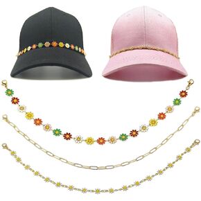 Trucket Hat Chains for Women Man Trucker Hat DIY Daisy Hat Charms Metal Bill Detachable Chains Mesh Baseball Cap Hat Accessories Decoration