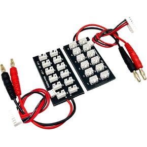2Pcs 2S 7.4V LiPo Parallel Charging Board JST-PH2.0 3-Pin 4.0mm Banana Plug 2S LiPo Battery Charge Board for Balance Charger Imax B6 SCX24 Batteries