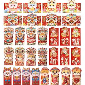 Red Envelopes,30pcs Lucky Money Envelope Snake Money Pocket Chinese Hong Bao Gift Envelopes for New Year Spring Festival Wedding Birthday Graduation Party