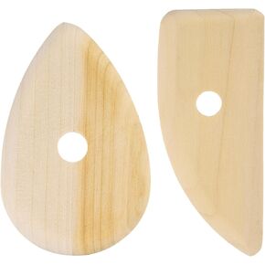 HARFINGTON 2pcs Pottery Ribs 10.3cm 12cm Wooden Clay Ceramic Sculpting Tools Set for Finishing Shaping and Smoothing Removing Finger Marks