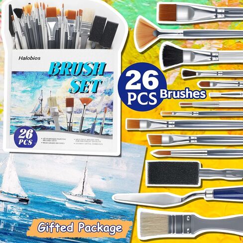 26PCS Painting Brushes Set, 5 Sets of Professional Painting Brushes for Acrylic Painting, Artist Paintbrushes for Body Face Rock Canvas, Kids Adult Drawing Arts Crafts Supplies in Saudi Arabia
