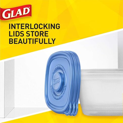 Glad GladWare Matchware Food Storage Containers, Value Pack With Easy Color Match Lids, 20 Piece Set (Pack of 2) - With Glad Lock Tight Seal, BPA Free Containers and Lids in Saudi Arabia