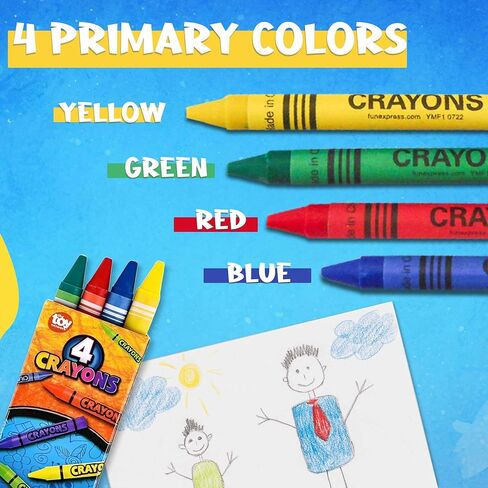 Crayons Bulk Pack Case Of 144 4-Packs, Premium Color Crayons for Kids and Toddlers, Non-Toxic, for Party Favors, Restaurants, Goody Bags, 576 Crayons! (144 Crayon Packs Only) in Saudi Arabia