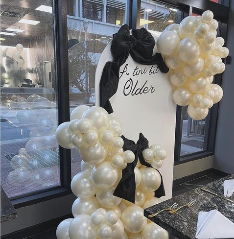 White Balloons Garland Arch Kit,120Pcs Pearl Sand White and Double Stuffed Balloons Garland Different Sizes for Girl Women Birthday Bridal Baby Shower Wedding Party Bachelorette Decorations in Saudi Arabia