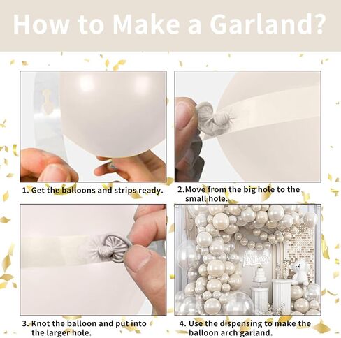 White Balloons Garland Arch Kit,120Pcs Pearl Sand White and Double Stuffed Balloons Garland Different Sizes for Girl Women Birthday Bridal Baby Shower Wedding Party Bachelorette Decorations in Saudi Arabia