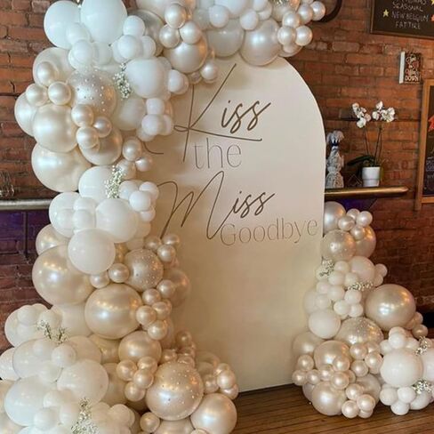 White Balloons Garland Arch Kit,120Pcs Pearl Sand White and Double Stuffed Balloons Garland Different Sizes for Girl Women Birthday Bridal Baby Shower Wedding Party Bachelorette Decorations in Saudi Arabia