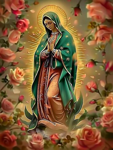 LXTONG Virgin Mary Diamond Art Painting Set, Virgin Mary Rose 5D Diamond Painting for Beginners, Crystal Rhinestone Diamond Embroidery Paintings, Arts and Crafts Wall Decor (12 X 16 Inches) in Saudi Arabia