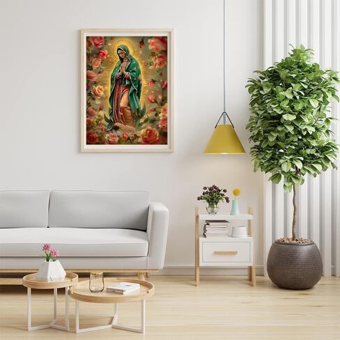 LXTONG Virgin Mary Diamond Art Painting Set, Virgin Mary Rose 5D Diamond Painting for Beginners, Crystal Rhinestone Diamond Embroidery Paintings, Arts and Crafts Wall Decor (12 X 16 Inches) in Saudi Arabia