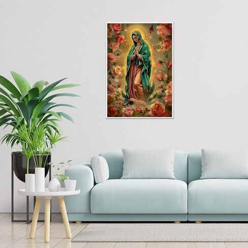 LXTONG Virgin Mary Diamond Art Painting Set, Virgin Mary Rose 5D Diamond Painting for Beginners, Crystal Rhinestone Diamond Embroidery Paintings, Arts and Crafts Wall Decor (12 X 16 Inches) in Saudi Arabia