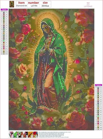 LXTONG Virgin Mary Diamond Art Painting Set, Virgin Mary Rose 5D Diamond Painting for Beginners, Crystal Rhinestone Diamond Embroidery Paintings, Arts and Crafts Wall Decor (12 X 16 Inches) in Saudi Arabia