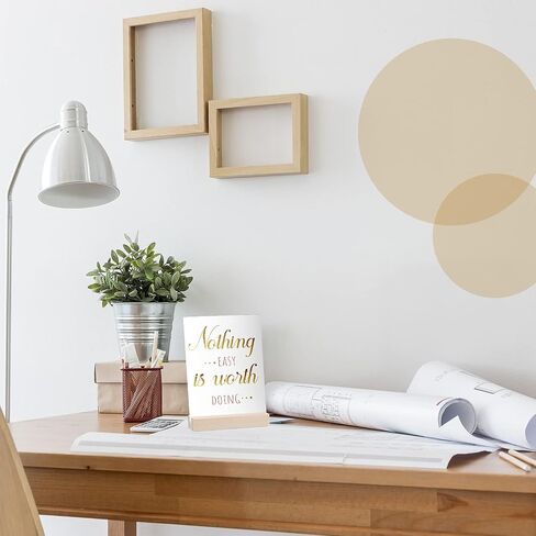 15 Pieces Inspirational Quote Desk Card with 2 Pieces Wooden Block Desk Stands, Stamped Display Colored Positive Affirmations Card Motivational Display for Women Office in Saudi Arabia
