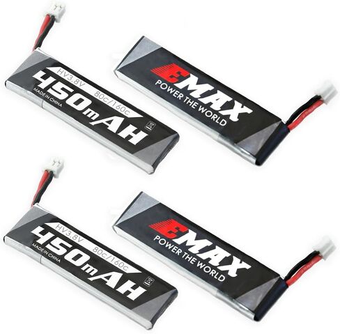 Sologood 4pcs Emax 1S 450mAh Lipo Battery HV 3.8V 80C PH2.0 Tinyhawk Battery Whoop for FPV Cinewhoop Quadopter Micro FPV Racing Drone in Saudi Arabia