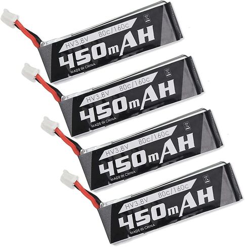 Sologood 4pcs Emax 1S 450mAh Lipo Battery HV 3.8V 80C PH2.0 Tinyhawk Battery Whoop for FPV Cinewhoop Quadopter Micro FPV Racing Drone in Saudi Arabia
