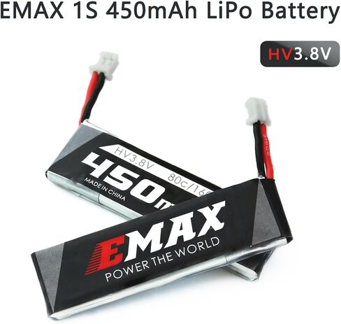 Sologood 4pcs Emax 1S 450mAh Lipo Battery HV 3.8V 80C PH2.0 Tinyhawk Battery Whoop for FPV Cinewhoop Quadopter Micro FPV Racing Drone in Saudi Arabia