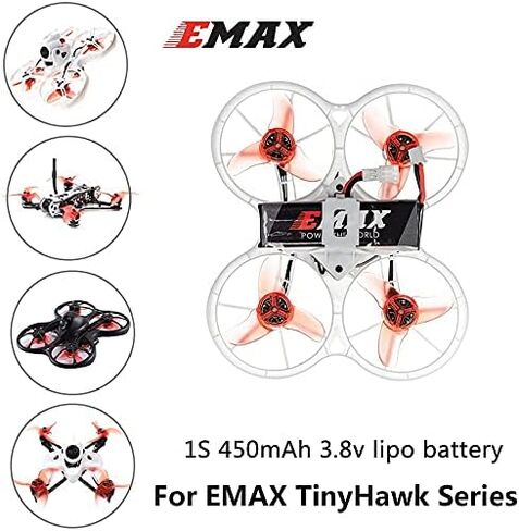 Sologood 4pcs Emax 1S 450mAh Lipo Battery HV 3.8V 80C PH2.0 Tinyhawk Battery Whoop for FPV Cinewhoop Quadopter Micro FPV Racing Drone in Saudi Arabia