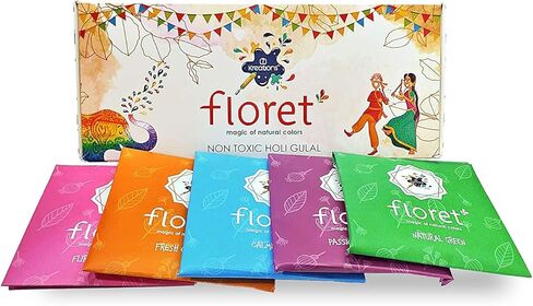 Craftsman 5 Colors × 80 جرامًا كل Floret Herbal Holi Gulal Safe Colors Eco ودية متعددة الألوان هولي من التبرعات ، وحفلات ، و 5 آلاف ماراثون ، ورينجولي ، والمخيمات الصيفية ، والمهرجانات in Kuwait
