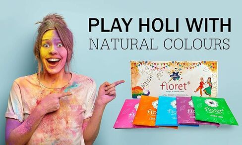 Craftsman 5 Colors × 80 جرامًا كل Floret Herbal Holi Gulal Safe Colors Eco ودية متعددة الألوان هولي من التبرعات ، وحفلات ، و 5 آلاف ماراثون ، ورينجولي ، والمخيمات الصيفية ، والمهرجانات in Kuwait