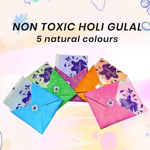 Craftsman 5 Colors × 80 جرامًا كل Floret Herbal Holi Gulal Safe Colors Eco ودية متعددة الألوان هولي من التبرعات ، وحفلات ، و 5 آلاف ماراثون ، ورينجولي ، والمخيمات الصيفية ، والمهرجانات in Kuwait