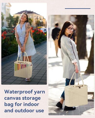 Aeelike Large Crochet Yarn Bag, Crochet Yarn Storage Organizer, Knitting Bag, Yarn Tote Organizer for Carrying Projects, Knitting Needles, Crochet Hooks and Yarn, White in Saudi Arabia