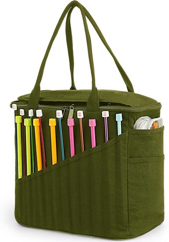 Aeelike Large Crochet Yarn Bag, Crochet Yarn Storage Organizer, Knitting Bag, Yarn Tote Organizer for Carrying Projects, Knitting Needles, Crochet Hooks and Yarn, White in Saudi Arabia