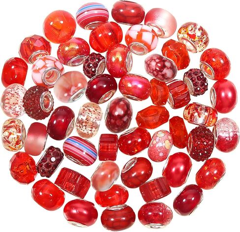 TOOB 50pcs راتنجات متنوعة من الخرز الأوروبي الأخضر ثقب كبير المصباح حبات حبات الحرف اليدوية لسيارة سوار DIY صنع المجوهرات المجوهرات in Kuwait