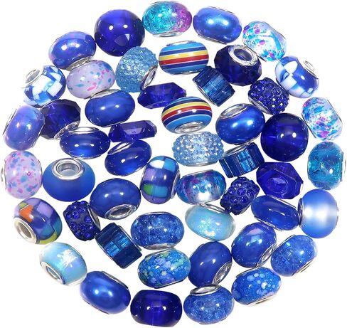 TOOB 50pcs راتنجات متنوعة من الخرز الأوروبي الأخضر ثقب كبير المصباح حبات حبات الحرف اليدوية لسيارة سوار DIY صنع المجوهرات المجوهرات in Kuwait
