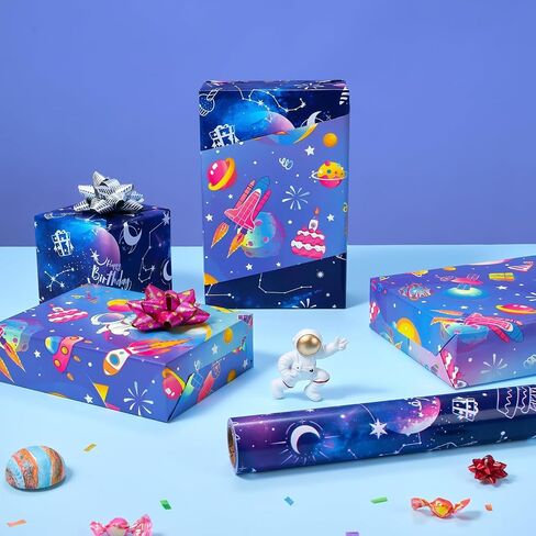Wernnsai Construction Rapping Paper Roll - 1 Roll 17 "× 33 قدمًا ، ورقة تغليف هدية للبناء للأطفال in Kuwait