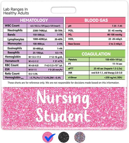 Plifal LAB Values Reference Card with Nursing Student Badge Buddy - Horizontal LAB Ranges Draw Medical Data Pocket Guide Chart Clinical Quick Cheat Sheet Colorful Radiology Technique Work Accessories in Saudi Arabia