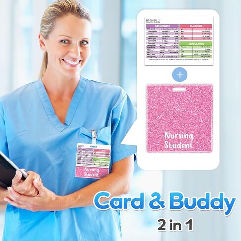 Plifal LAB Values Reference Card with Nursing Student Badge Buddy - Horizontal LAB Ranges Draw Medical Data Pocket Guide Chart Clinical Quick Cheat Sheet Colorful Radiology Technique Work Accessories in Saudi Arabia