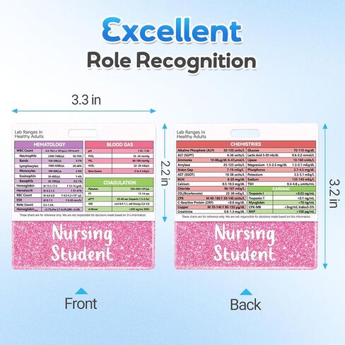 Plifal LAB Values Reference Card with Nursing Student Badge Buddy - Horizontal LAB Ranges Draw Medical Data Pocket Guide Chart Clinical Quick Cheat Sheet Colorful Radiology Technique Work Accessories in Saudi Arabia