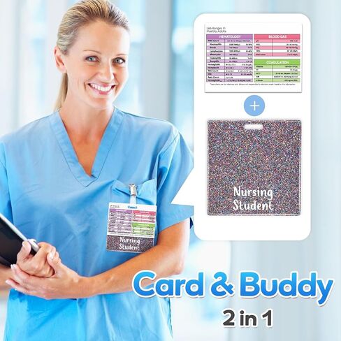 Plifal LAB Values Reference Card with Nursing Student Badge Buddy - Horizontal LAB Ranges Draw Medical Data Pocket Guide Chart Clinical Quick Cheat Sheet Colorful Radiology Technique Work Accessories in Saudi Arabia