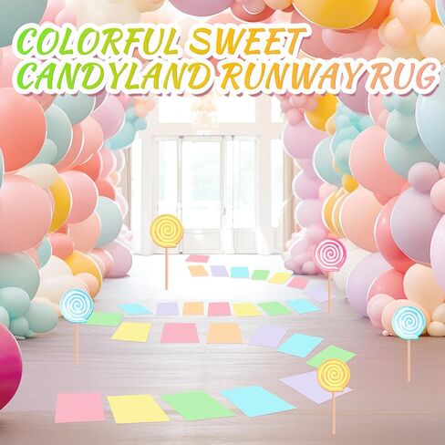 30 Pcs Party Decorations Pastel Color Floor Stickers Candy Land Pathway Decor PVC Floor Decals for Birthday Party Halloween Candy Land Trunk or Treat Car Decorations (11.8 x 7.8 Inch) in Kuwait