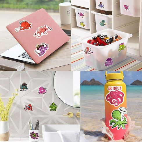 Sushi Octopus Stickers for Kindle Kids Octopus Stickers Water Bottles Scrapbook Book Waterproof(50 Pcs) in Saudi Arabia