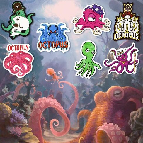 Sushi Octopus Stickers for Kindle Kids Octopus Stickers Water Bottles Scrapbook Book Waterproof(50 Pcs) in Saudi Arabia