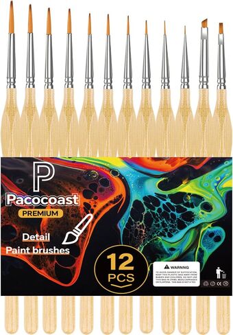 12PC Miniature Brushes, Pacocoast Detail Paint Brushes Set for Fine Detailing & Art Painting, Small Tiny Paint Brush Perfect for Acrylic, Paint by Number, Figurine, Craft, Models (Silver, Black) in Saudi Arabia