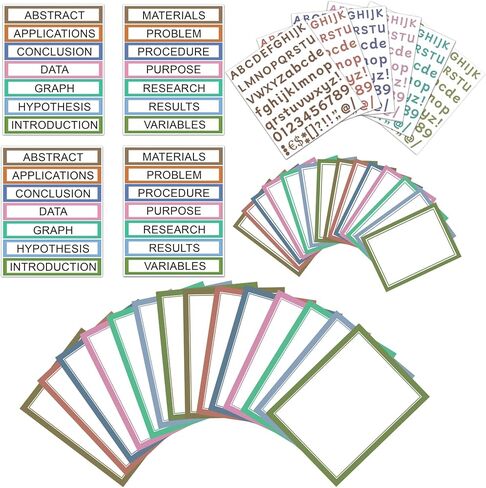 HAUTOCO 38 Sheets Science Fair Display Boards Supplies 28 Self Adhesive Presentation Science Subtitles 4 Science Fair Project Titles 6 Personalized Letter Stickers for Classroom Office, Colorful in Saudi Arabia