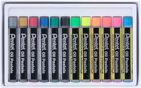 Pentel Fluorescent and Metallic Oil Pastels Set of 12 Assorted Colours, PHN-MF12 in Saudi Arabia